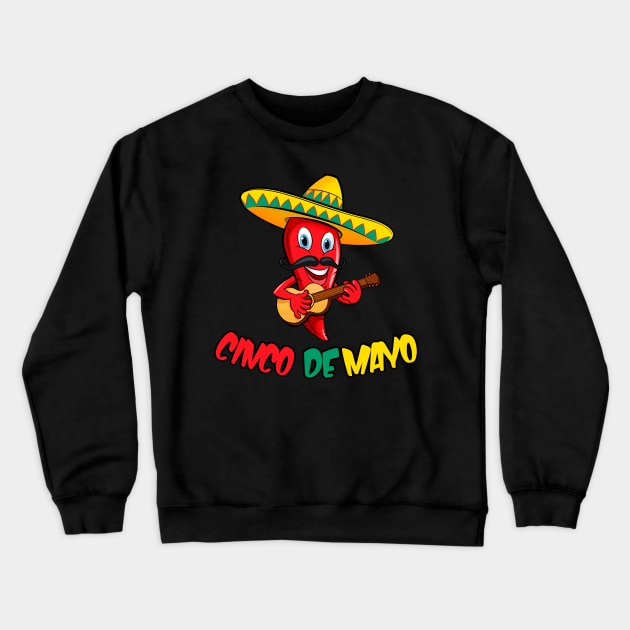 Fun Cinco De Mayo Red Pepper Sombrero Crewneck Sweatshirt by guitar75